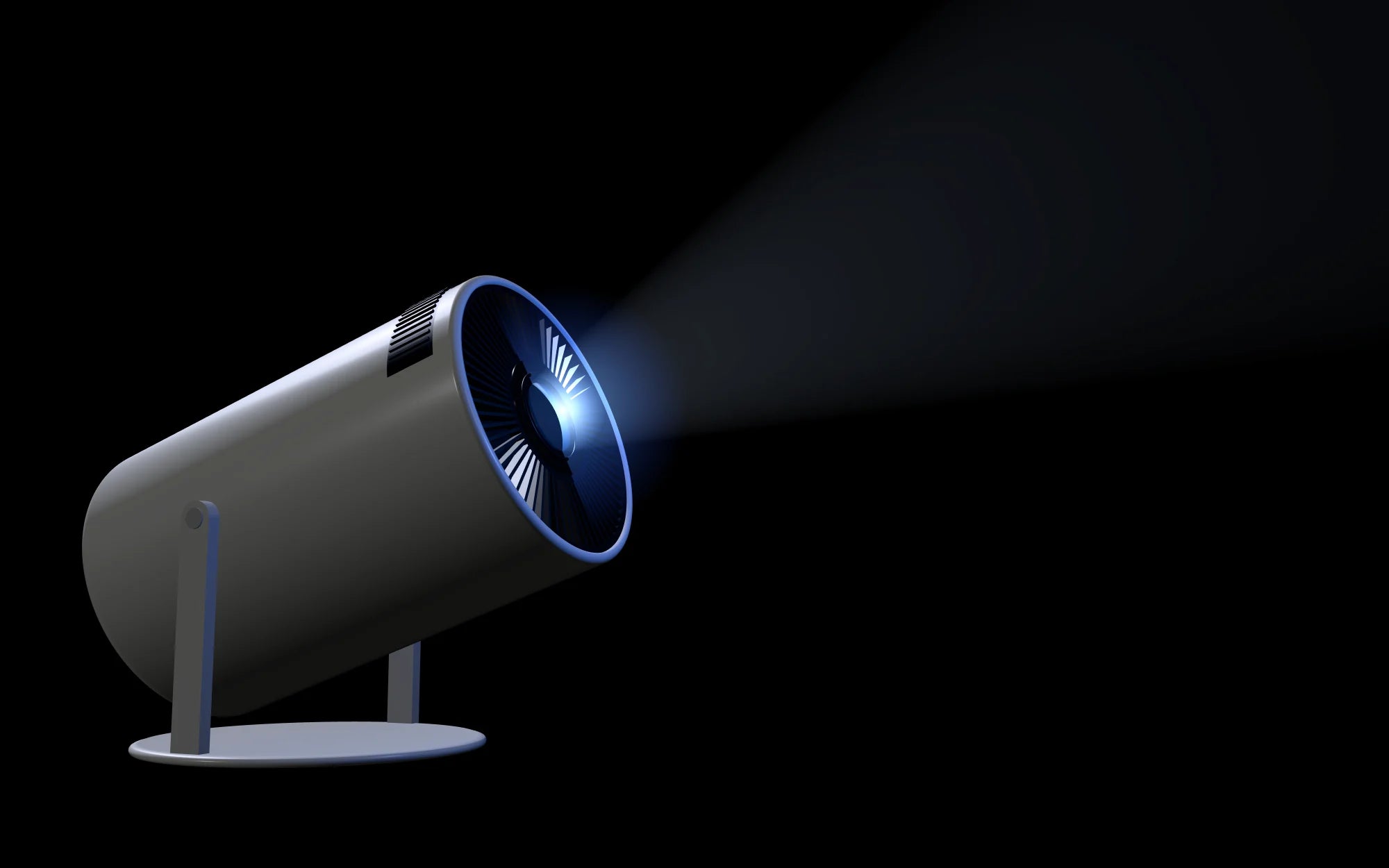 Smart+ in a dark room with its beam shining out